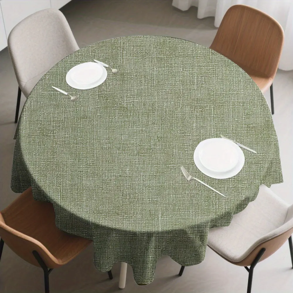 1 piece of 2D flat tablecloth, elegant green circular pattern, machine washable, suitable for home kitchen and outdoor party decoration, kitchen tablecloth, dinner tablecloth, 2D flat tc