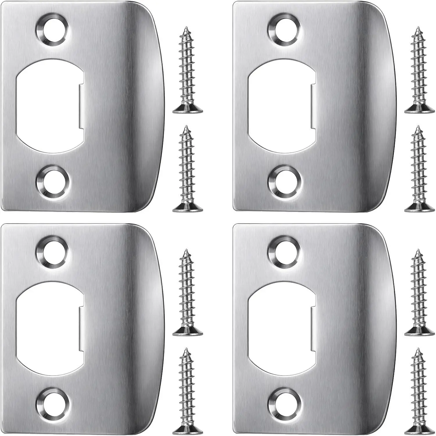 4 Pcs Stainless Steel Door Striker Plates Latch Plate for Interior Doors Frame Repair Kit Home Office