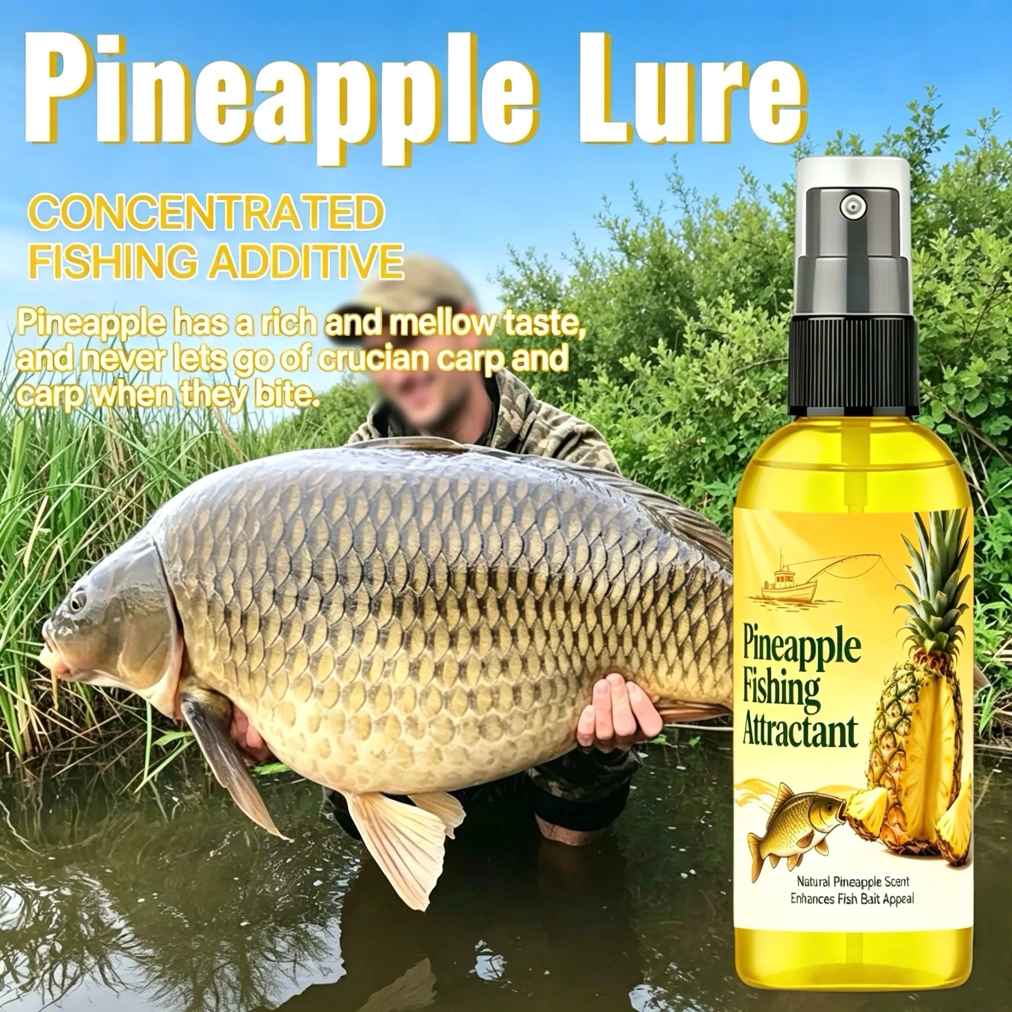 100ML Pineapple Scented Fishing Attractant, High Concentration Bait Additive, Outdoor Fishing Essential, Perfect for Anglers