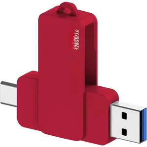 128GB 3.0 USB C Flash Drive with Type C and Type A Port, USB C Thumb Drives Storage and Backup for  Phones with OTG Function and Type C Port, Laptops, MacBook, PC(Red)