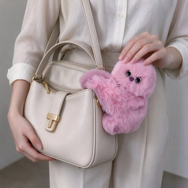 Mirumi Shy Cute Plush Owl Bag Charm, Emotional Companion Plush Doll, Interactive Singing, Head Turning Speech, Best Solo Companion