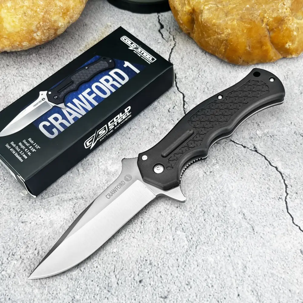 High-Quality CRAWFORD 1 Folding Knife with 440C Blade and Nylon Handle Compact and Portable Outdoor Survival Knife (EDC), Camping and Jungle Knife Survival Equipment
