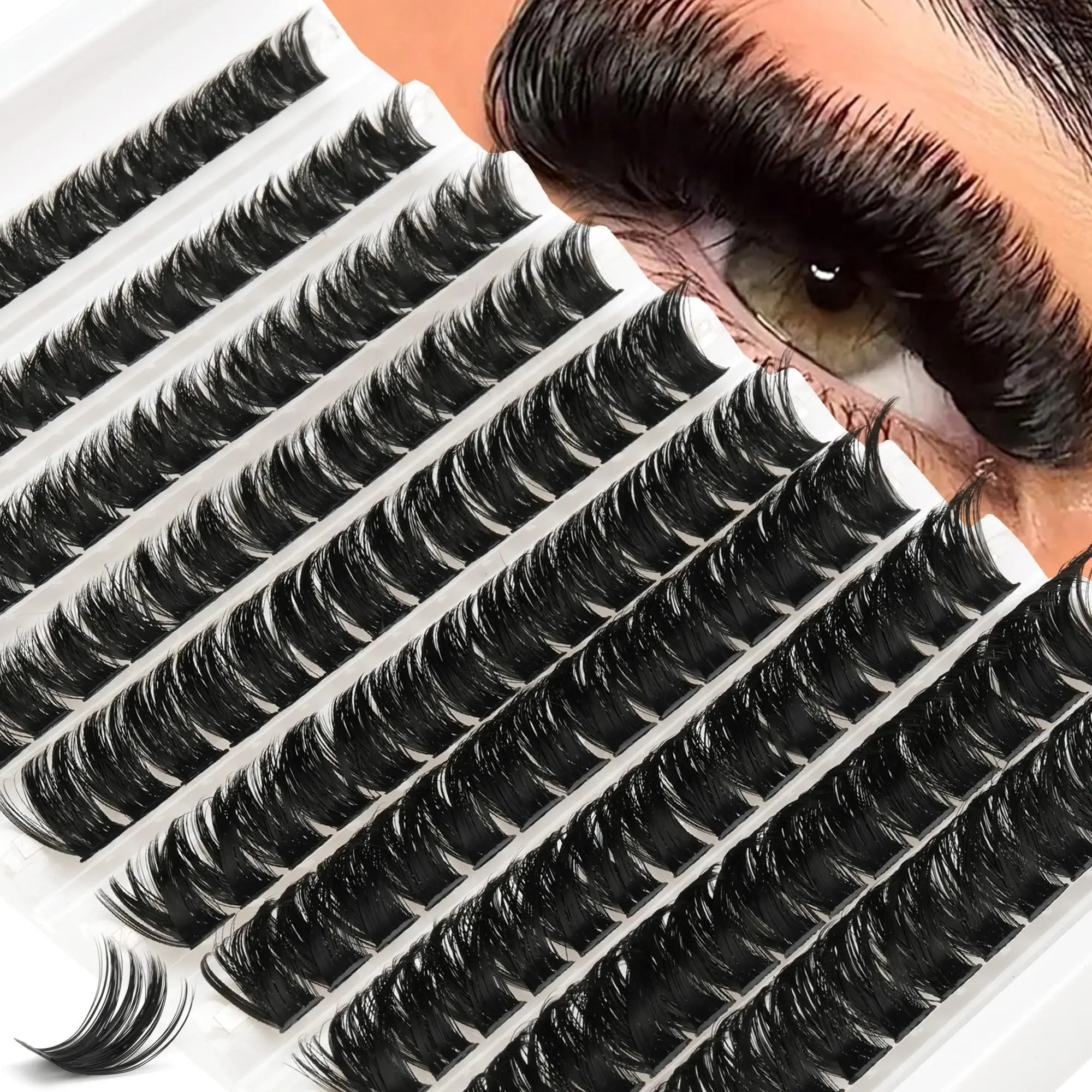 0 Row Elegant DIY False Eyelashes, Voluminous 160D Curl, Perfect for Dramatic Makeup, Easy to Combine, Ideal for Beginners, All Occasions, Volumized Fake Eyelashes