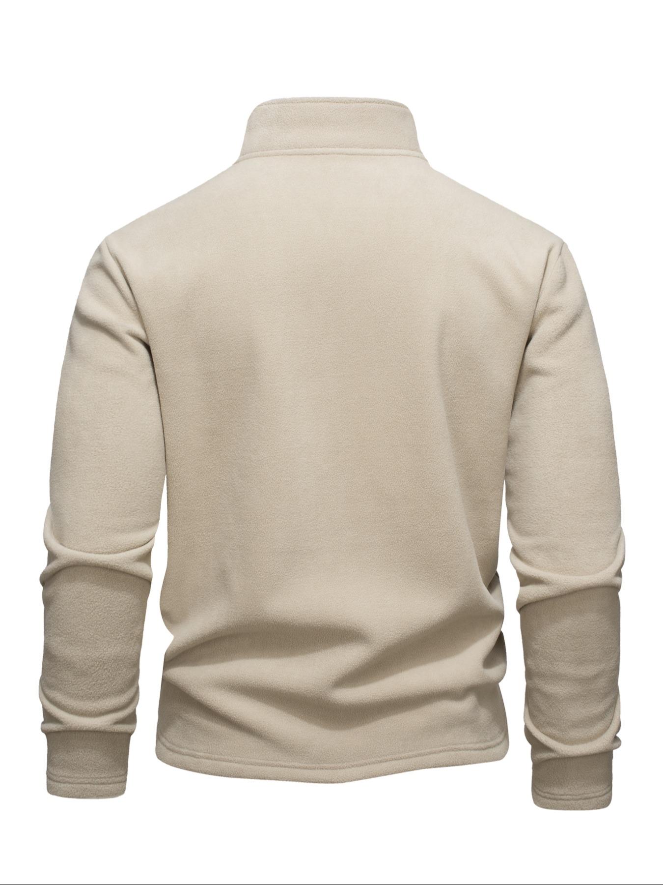 1/3 Pack Men's Solid Zip Up Half Placket Fleece Sweatshirt, Regular Fit Casual Long Sleeve Stand Collar Pullover for Outdoor Hiking, Men's Sportswear for Fall & Winter Athletic Tops