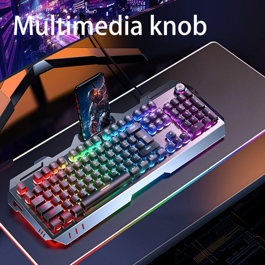 Wired Gaming Keyboard, LED Backlit 104 Keys Full-size Silent Keyboard ...