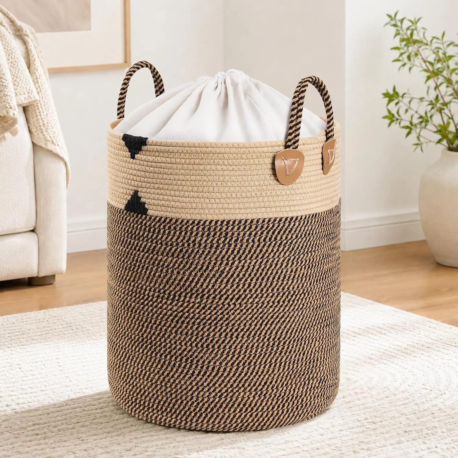 Laundry Basket for Laundry Room Organization | Laundry Hamper, Blanket Basket for Living Room Boho Decor Basket