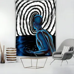 Abstract Spiral Polyester Tapestry, Large 60X40 in Room Decoration Wall Art, Holiday Gift w/Installation Kit for Party & Live Stream Backdrop