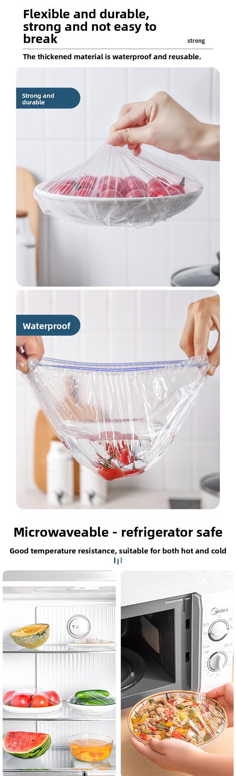 Transparent Disposable Food Covers, Elastic Stretch Bowl Caps for Leftovers, Universal Fit Bowl & Dish Wraps