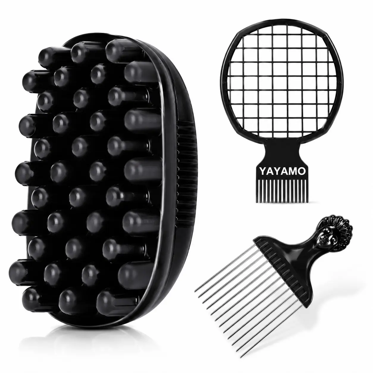 3-Piece Stainless Steel Curling Brush Set, Hair Brush for Curly Hair, Ideal for Hair, Asmr Head Massage, Self-Care Hair Care, Scalp Relief, Styling Support
