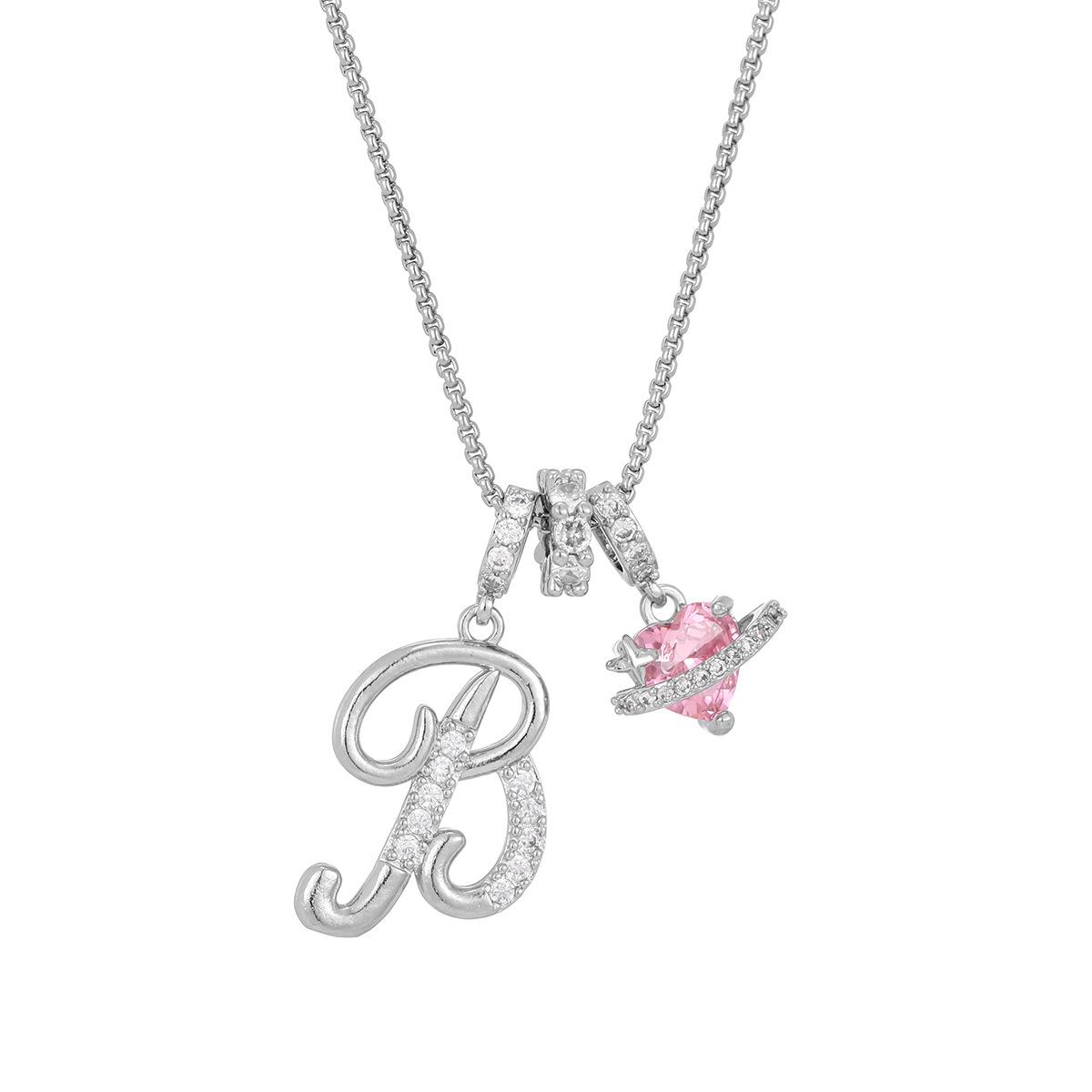 Initial Heart Necklace for Women | 18K  Plated | Pink Cubic Zircon Pendant with Diamond Inlaid Letter | Fashion Luxury Jewelry | Perfect Gift for Christmas, Birthdays, Anniversaries & All Holiday Occasions
