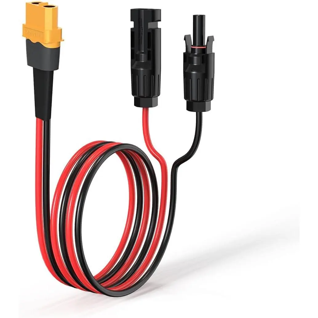 XT60 Solar Cable 10AWG 2FT for Portable Power Station| Solar to XT60 Cable with stranded tinned copper wire for RV, camping, and portable solar systems