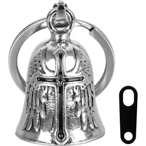 Motorcycle Biker Guardian Luck Riding Bell w/Key Chain Ring & Hanger Bikers Riders, Men Women Guard Riding Safety