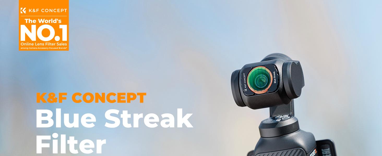 K&F CONCEPT Blue Streak Filter Compatible with DJI Osmo Pocket 3, Anamorphic Flare Special Effects Lens Filter