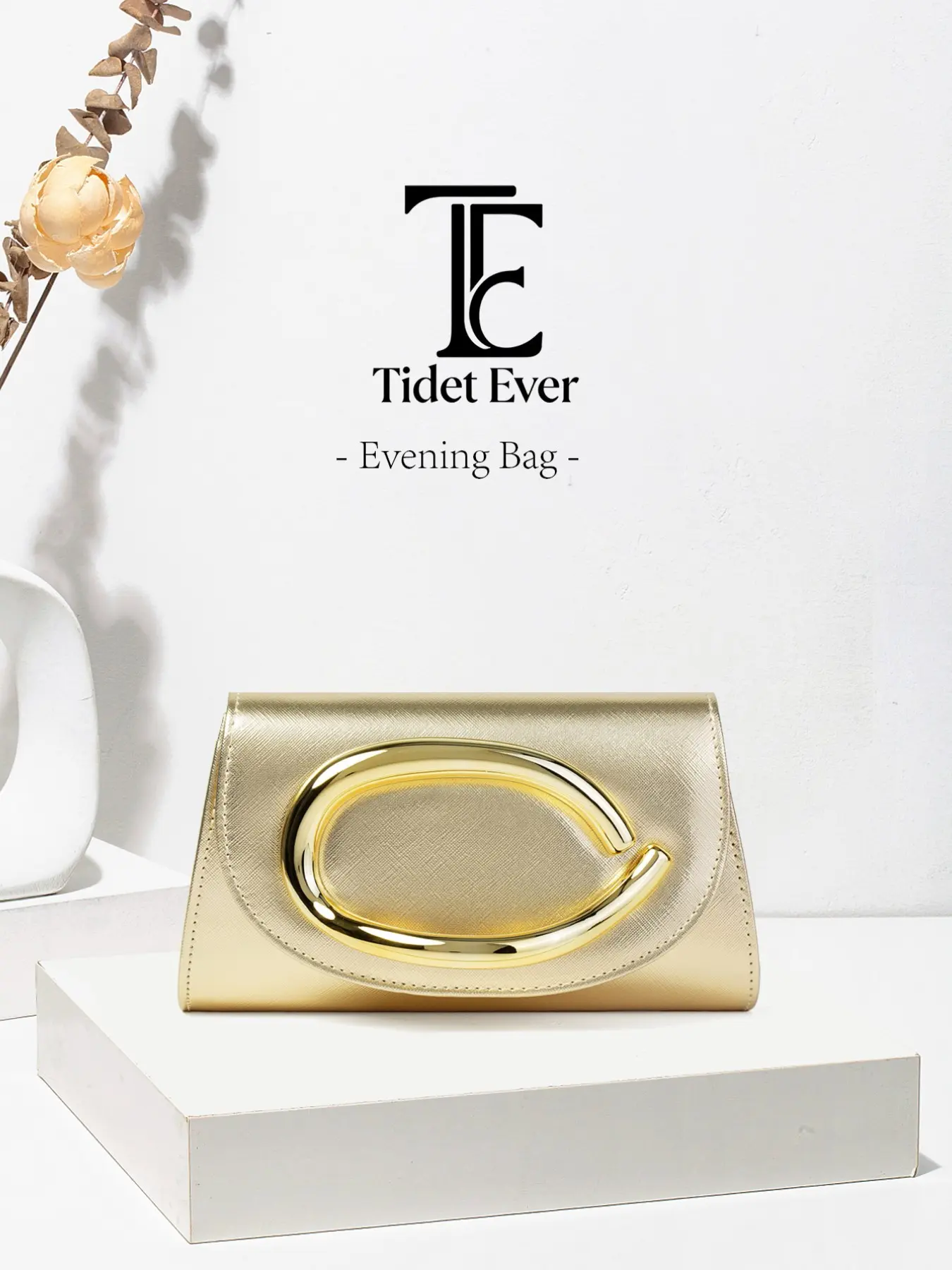 Tidet Ever Elegant Women's Evening Bag with Half Round Flip Cover, Sparkling Wrist Strap, Detachable Chain Shoulder Strap, Perfect for Parties and Weddings