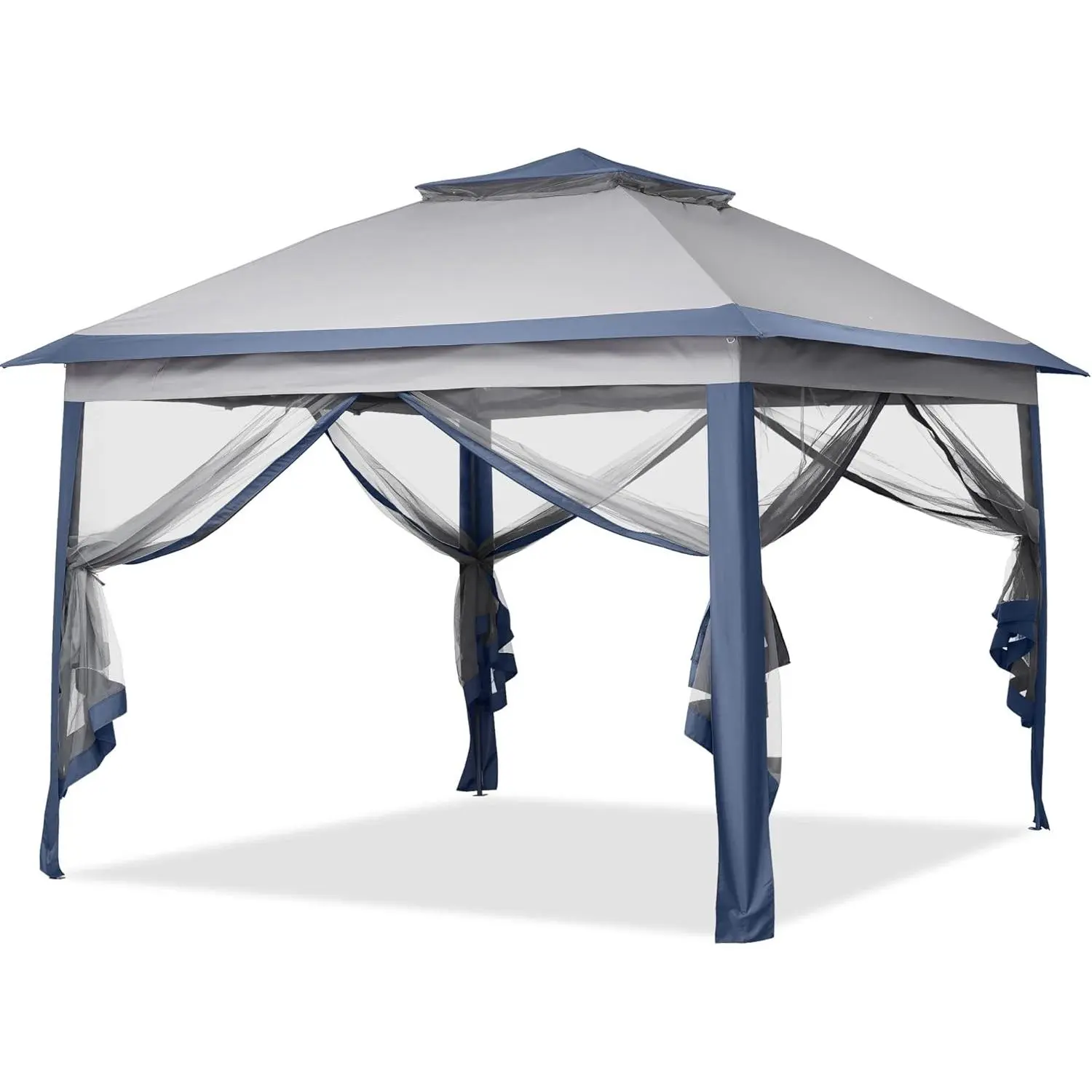 11x11 Pop Up Canopy Tent, Outdoor Canopy with Netting, Outdoor Gazebo  Backyard, Tent with Handbag, Blue.