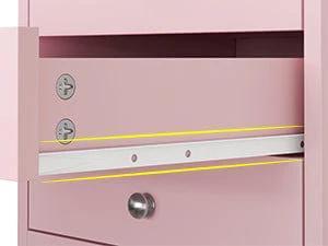 Sikaic Nightstand with 3 Drawers Charging Station Pink Bedside Cabinet Makeup Dressing Desk Bedroom Table Modern Accent Tables