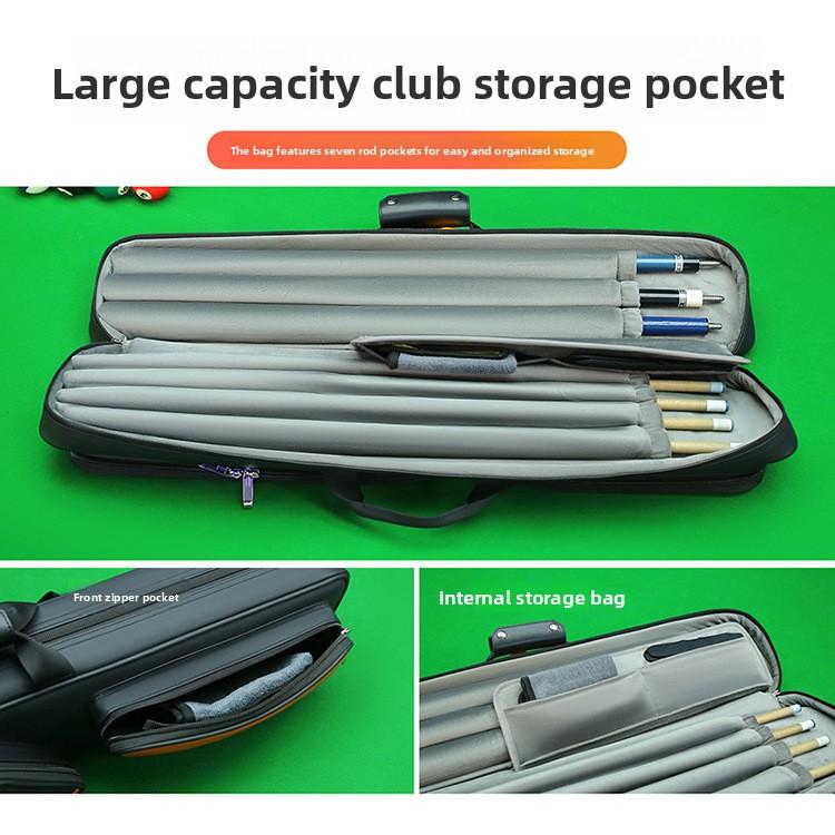 1/2 Billiard Cue Bag with Waterproof Cover, Nine-Ball 7-Hole Large Capacity Barrel Cue Bag, Stylish Billiard Cue Bag