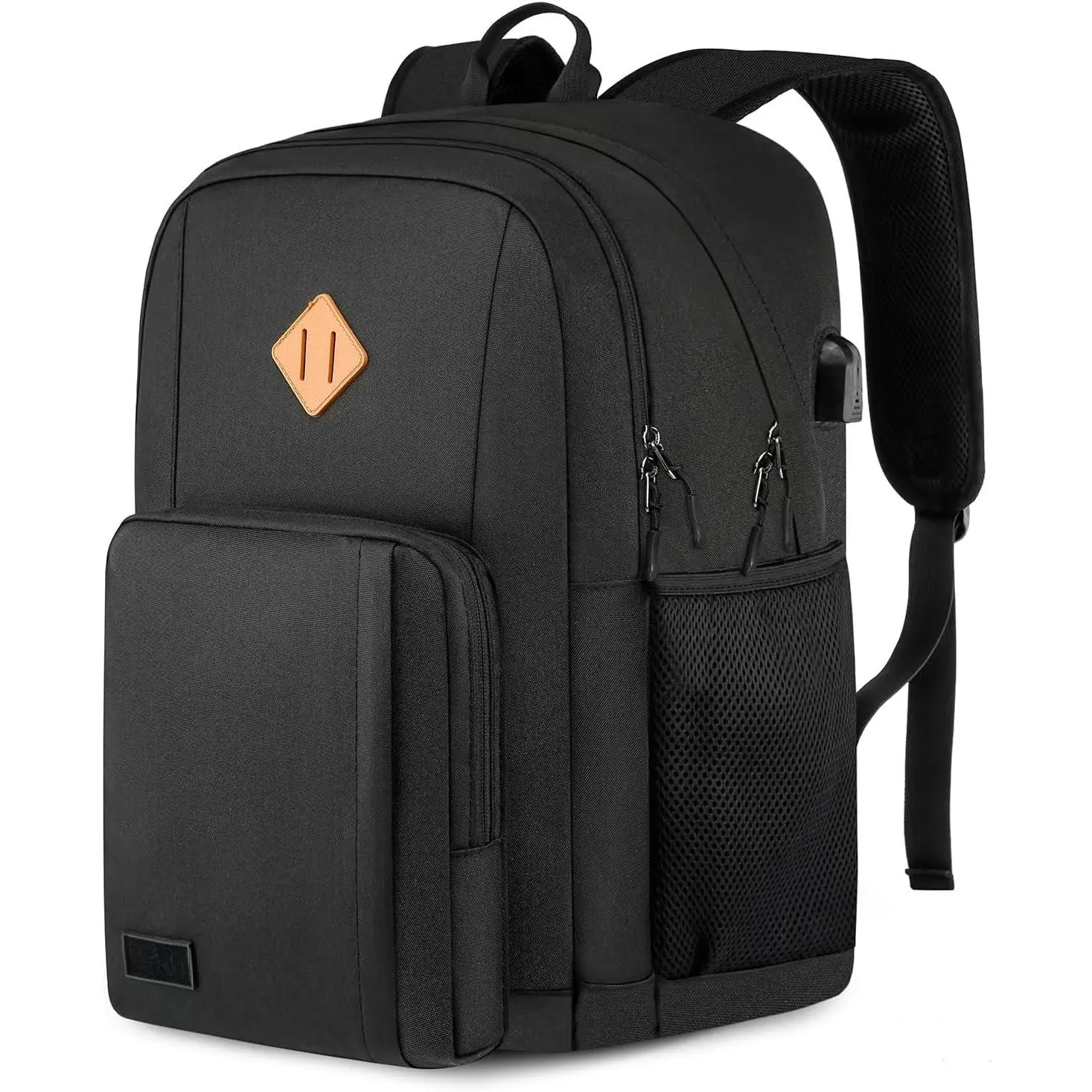 School Backpacks for Teen Boys Girls, Lightweight Laptop Backpack with USB Charger, 15.6 Inch Backpack for Men Women, Water Resistant Black Backpack