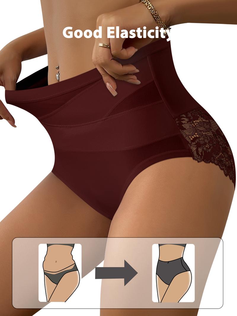 QUASTI 10 PCS Cross Design Skin-Friendly Lace Sexy Women's Underwear, High Waisted Milk Silk Fabric Soft Knicker for Breathable Comfy, Solid Color Panty Female Intimates, Suitable for Daily Wear