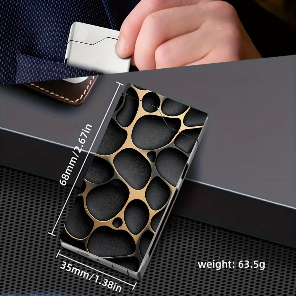 1pc of Windproof Arc Lighter with Unique Geometric Texture Pattern, Windproof Lighter, Windproof Arc Lighter, Type-C Charging Lighter, Metal Shell, Power Display, Dual Arc, Gift Box Packaging, with Power-Off Program, Outdoor Survival Supplies