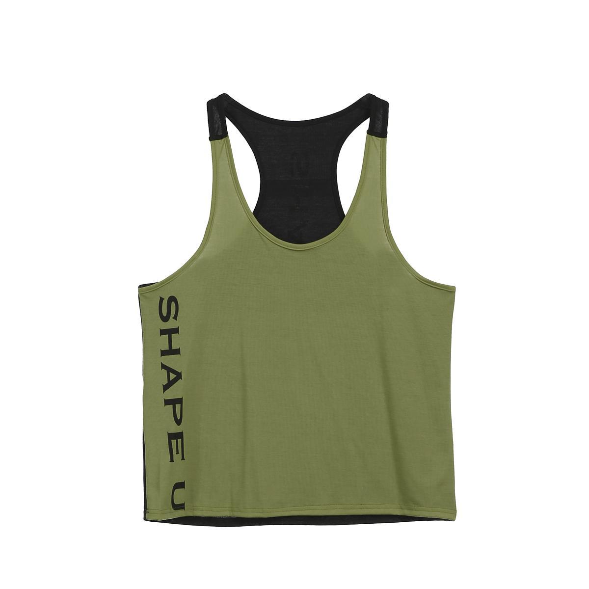 Men Solid Gym Stringer Tank Top Bodybuilding Fitness Singlets Muscle Vest Tees Sport Clothing