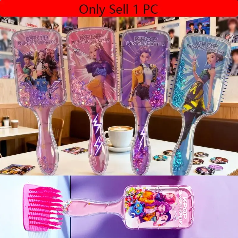 Cute Cartoon Girl Design Detangling Brush, Detangler Hairbrush, Anti Tangle Brush, Long Handle Sandfall Styling Brush, Scalp Comb, Dandruff Comb Massage Comb Hair Dressing Comb Effortless Detangling, Birthday gift for Girls.