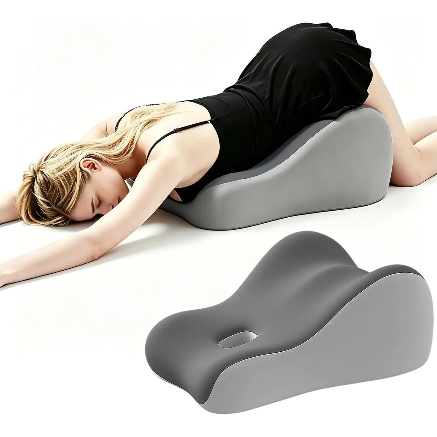 Memory Foam Wedge Pillow Intimacy Couples Pillow Pregnant Ergonomic Contoured Position Pillow for Sleeping & Reading Multi-Functional Bed Pillow Back Support Cushion Double Grey