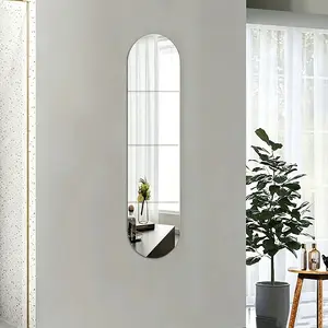 Full-Length Wall Mirror for Walls, Set of 4 Frameless Acrylic Mirror Tiles, Self-Adhesive Square Wall-Mounted Mirrors for Home, Gym, Hallway & Dorm