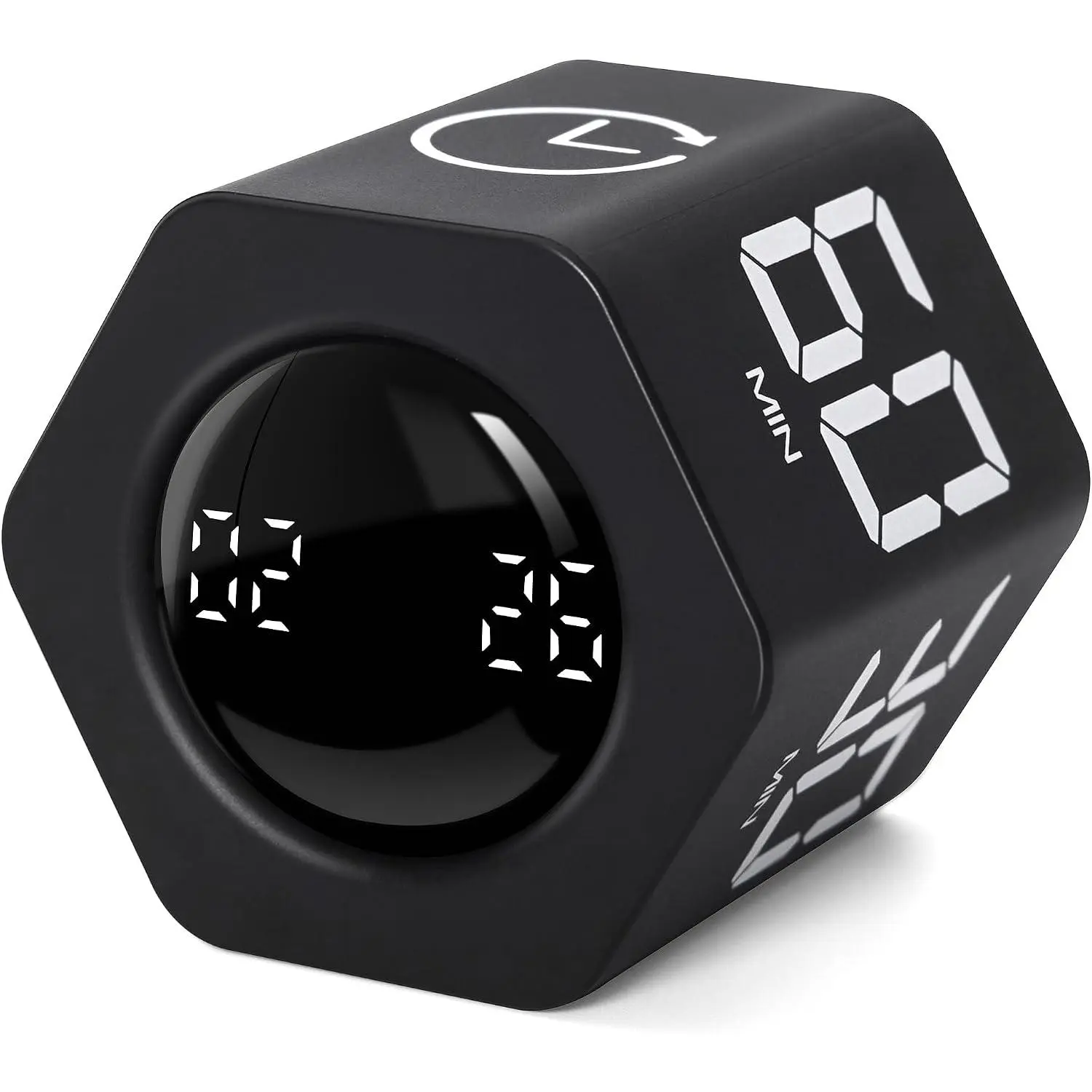 Productivity Timer 1, 5, 10, 30, 60 Minutes Preset, Desk Cube Timer with Gravity Sensor/Mute/Vibration for , Work, Study, Kitchen,  to School (Black)
