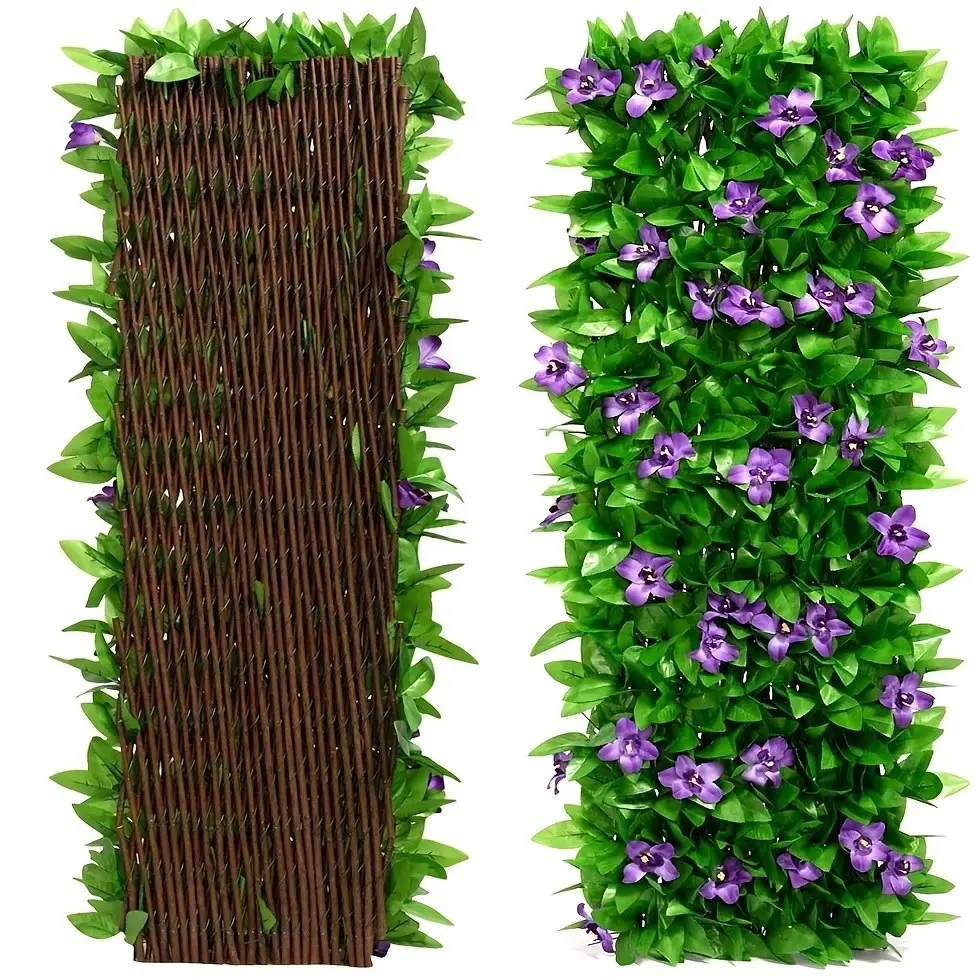 Expandable Fence Screen, Artificial Hedge Privacy Panel, Floral Garden Grille, Backyard Patio Wall Decor, Outdoor Privacy Barrier, Decorative Fencing Panel