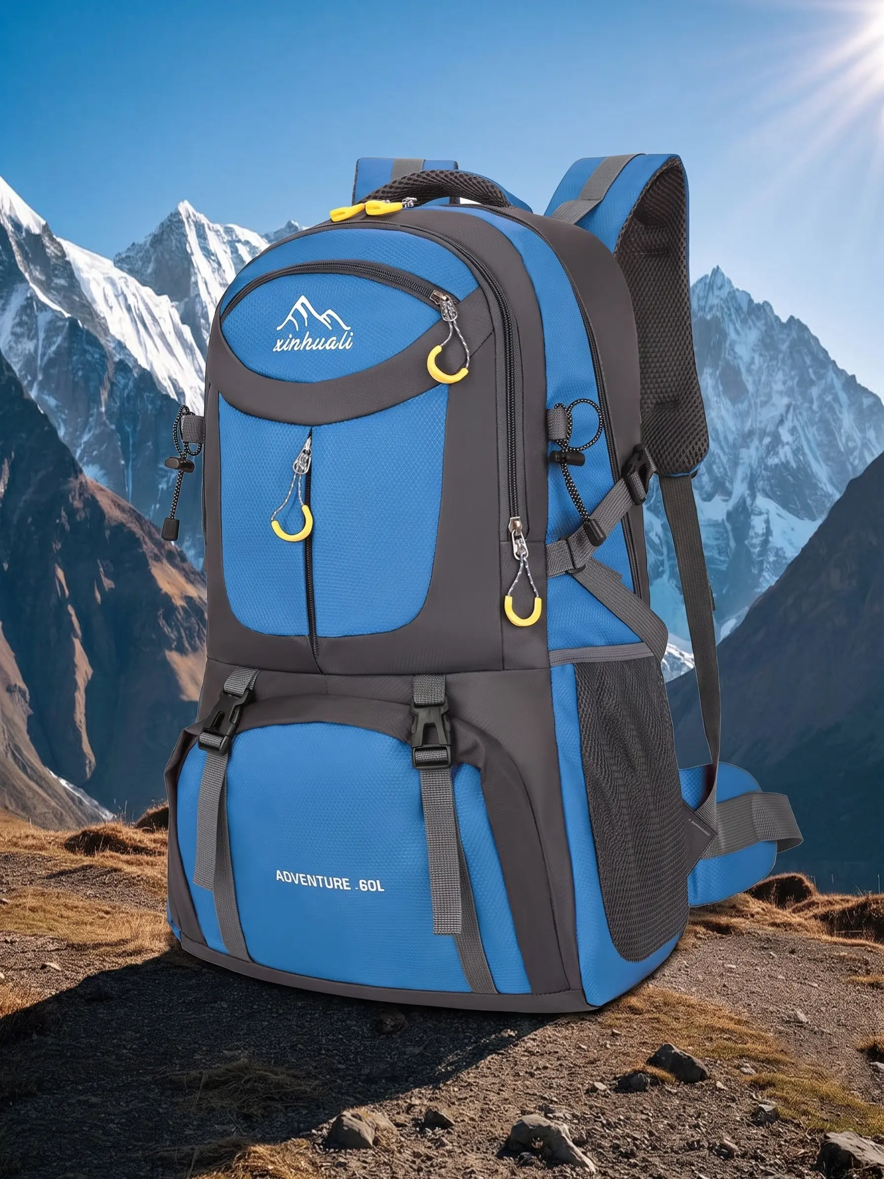 60L Waterproof Hiking Backpack, Large Capacity Outdoor Camping Trekking Bag, Long Trip Adventure Shoulder Pack, Durable Design