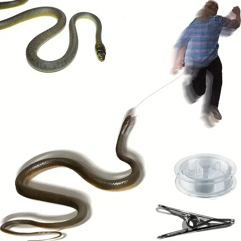 Snake Prank Toy with String and Clip, Artificial Fun Party Novelty Toy, Gag Gifts and Practical Jokes