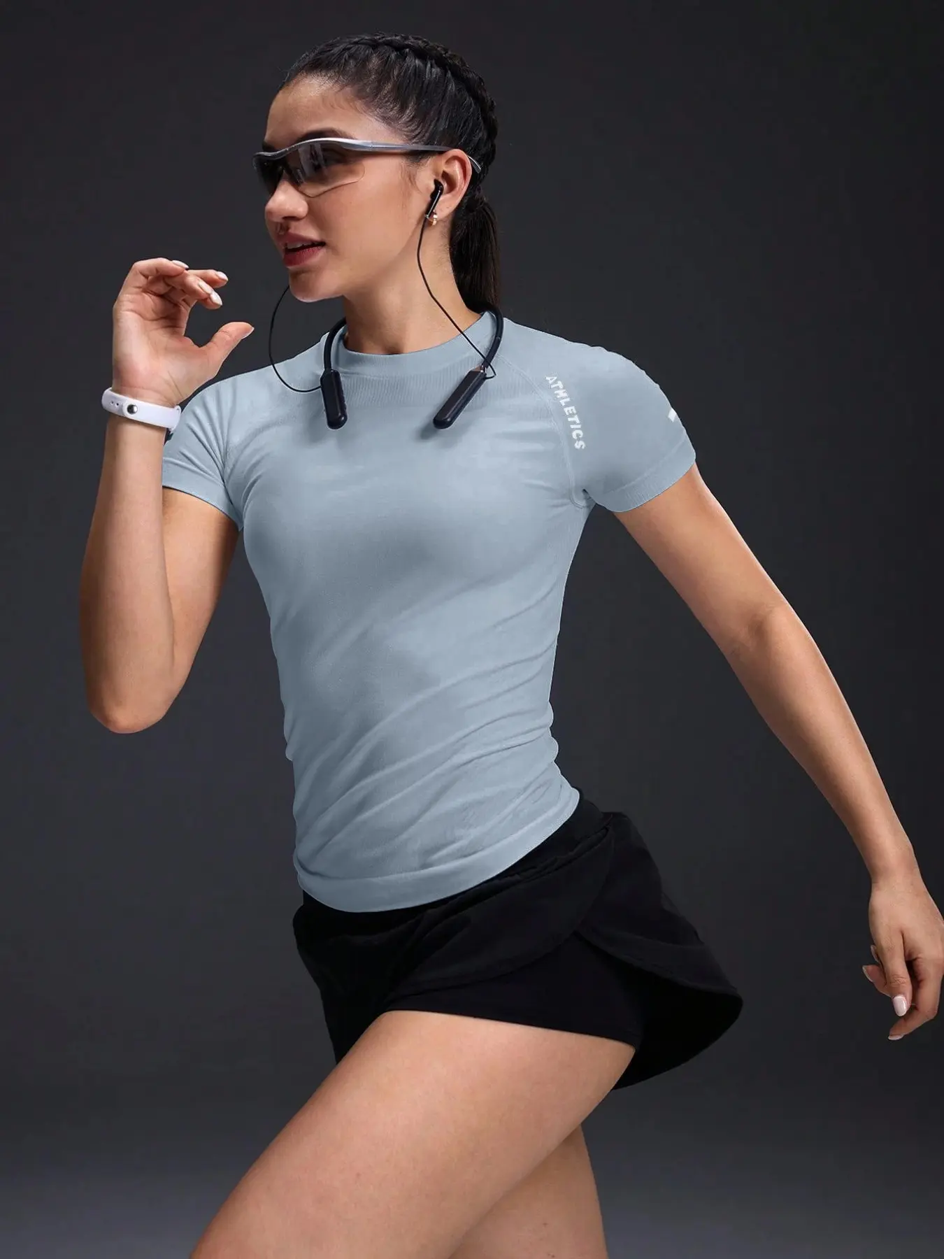 Women's Casual Sport Yoga T-Shirt, Round Neck Pullover Tight Fit Quick Dry Short Sleeve, Running Yoga Wear Fashion Fitness Clothes