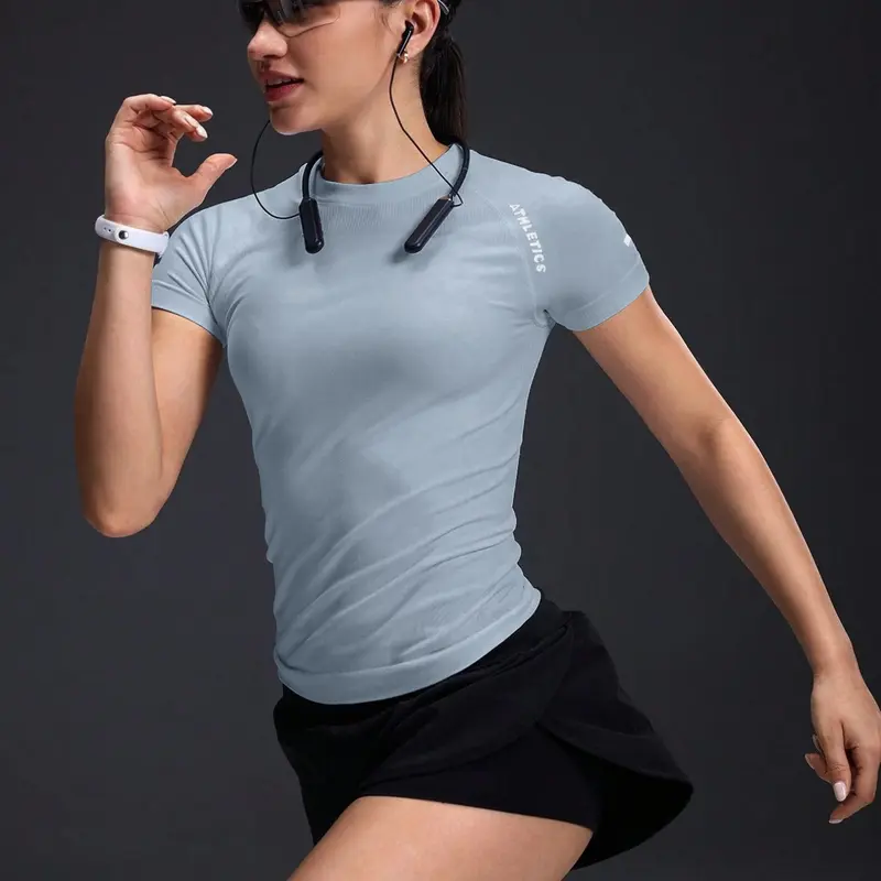Women's Casual Sport Yoga Athletic Tee T-Shirt, Round Neck Pullover Tight Fit Quick Dry Short Sleeve, Running Yoga Wear Fashion Fitness Clothes Activewear T Shirt, Athletic Fitness Top, Fitness Workout Shirt, Athletic Fit Shirts, Workout Tops