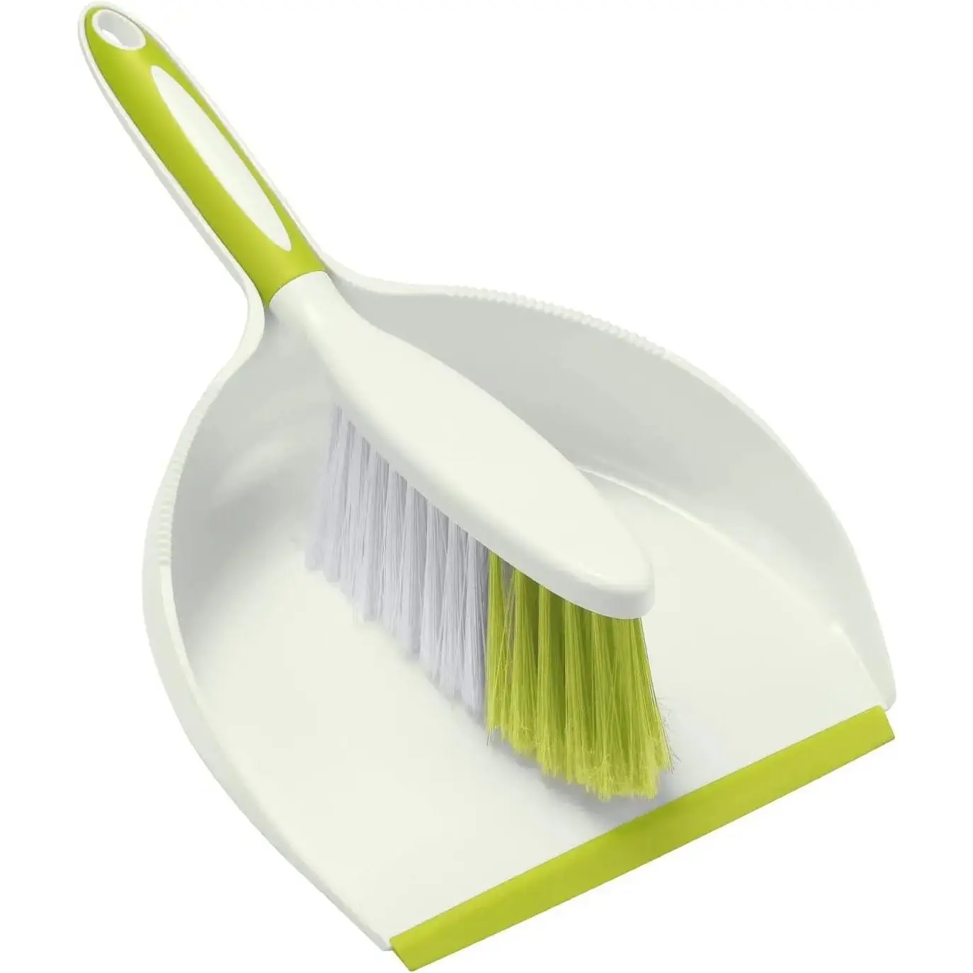 Dust Pan and Brush Set, Large Hand Broom and Dustpan Combo for Daily Cleaning, Pet Hair, Camping, Office, Home, Car, Yellow & Green