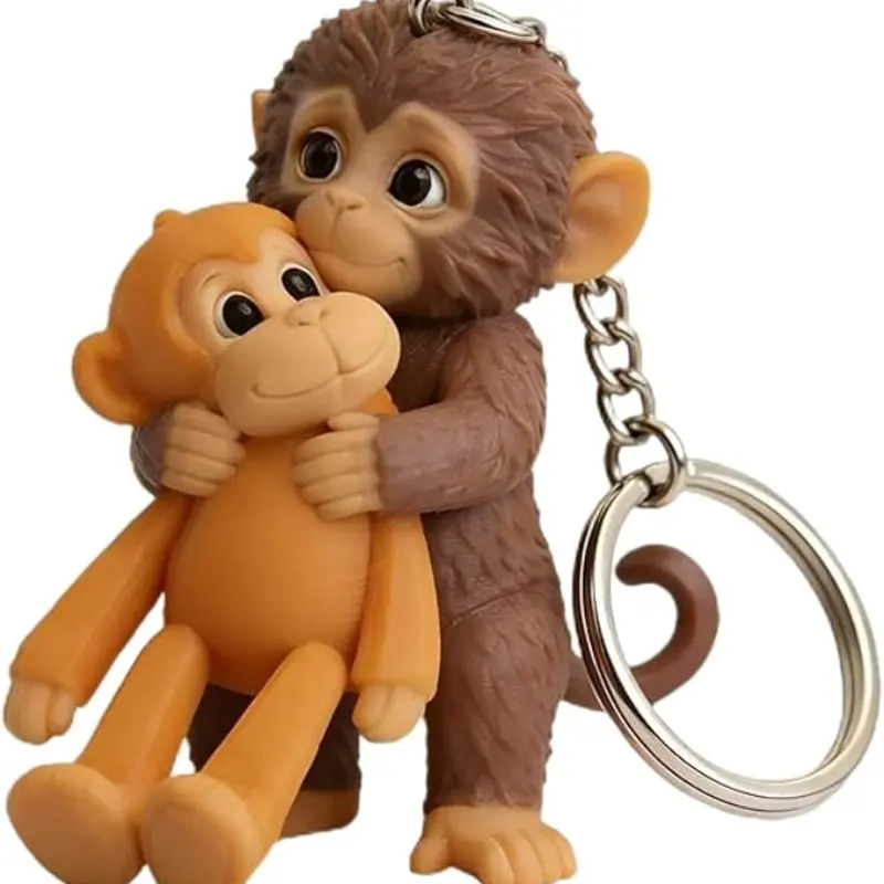 3D Cute Punch The Monkey Hard Resin Aesthetic Keychain Figure | Bag Pendant & Desk Figurine Gift for Monkey Lovers