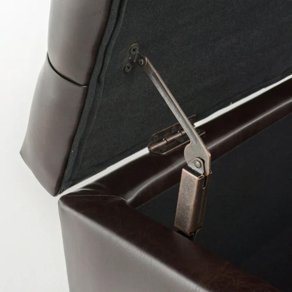 Ottoman Bench with Storage, White Boucle Surface, Rubber Wood Legs, 300 lbs Capacity