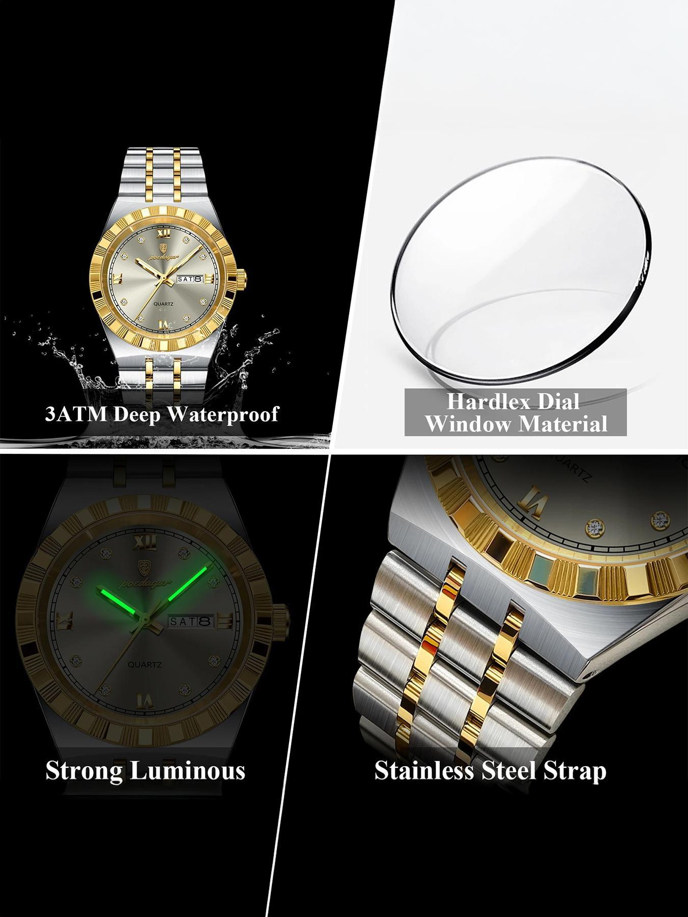 Men's Business Fashion Round Dial Analog Quartz Watch, Fashion Watch for Party, Daily Clothing Decor, Trendy All-match & Exquisite Watch for Birthday Gift with Box, High End Watch, Business Fashion Watches