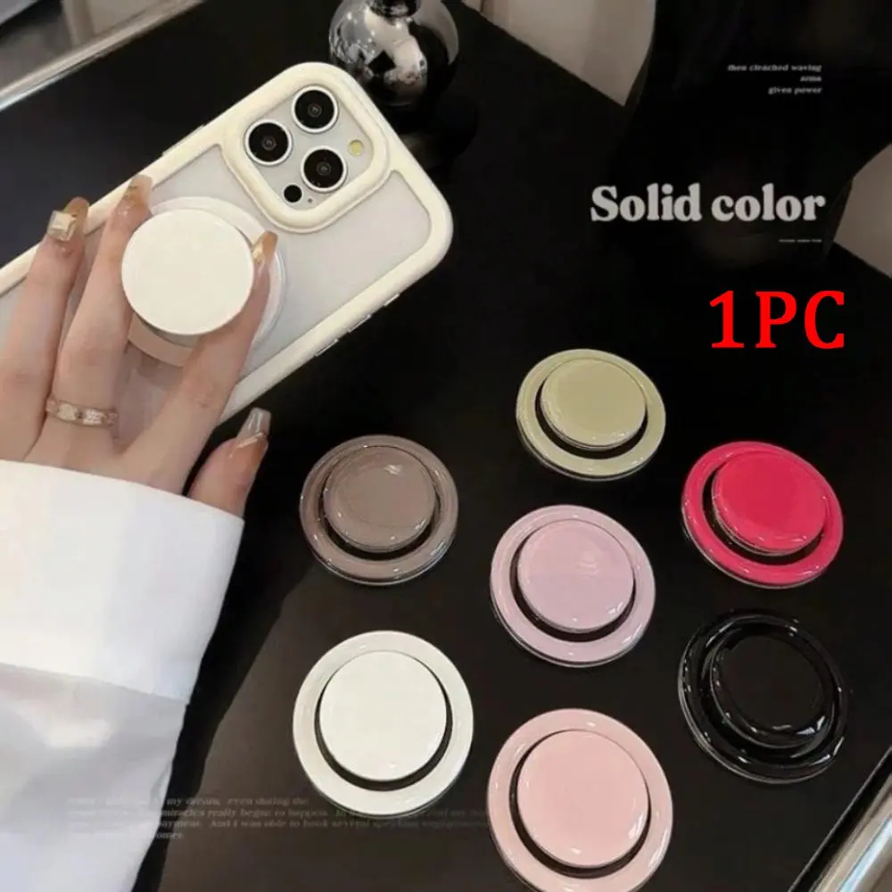Shiny Solid Color Round Magnetic Airbag Phone Stand, No Trace Adhesion Not Easy to Fall Off Minimalist Ins Style Commute Selfie Chase Drama Lazy Magnetic Stand Universal for All Models Gift for Girlfriend Simple Cellphone Stand