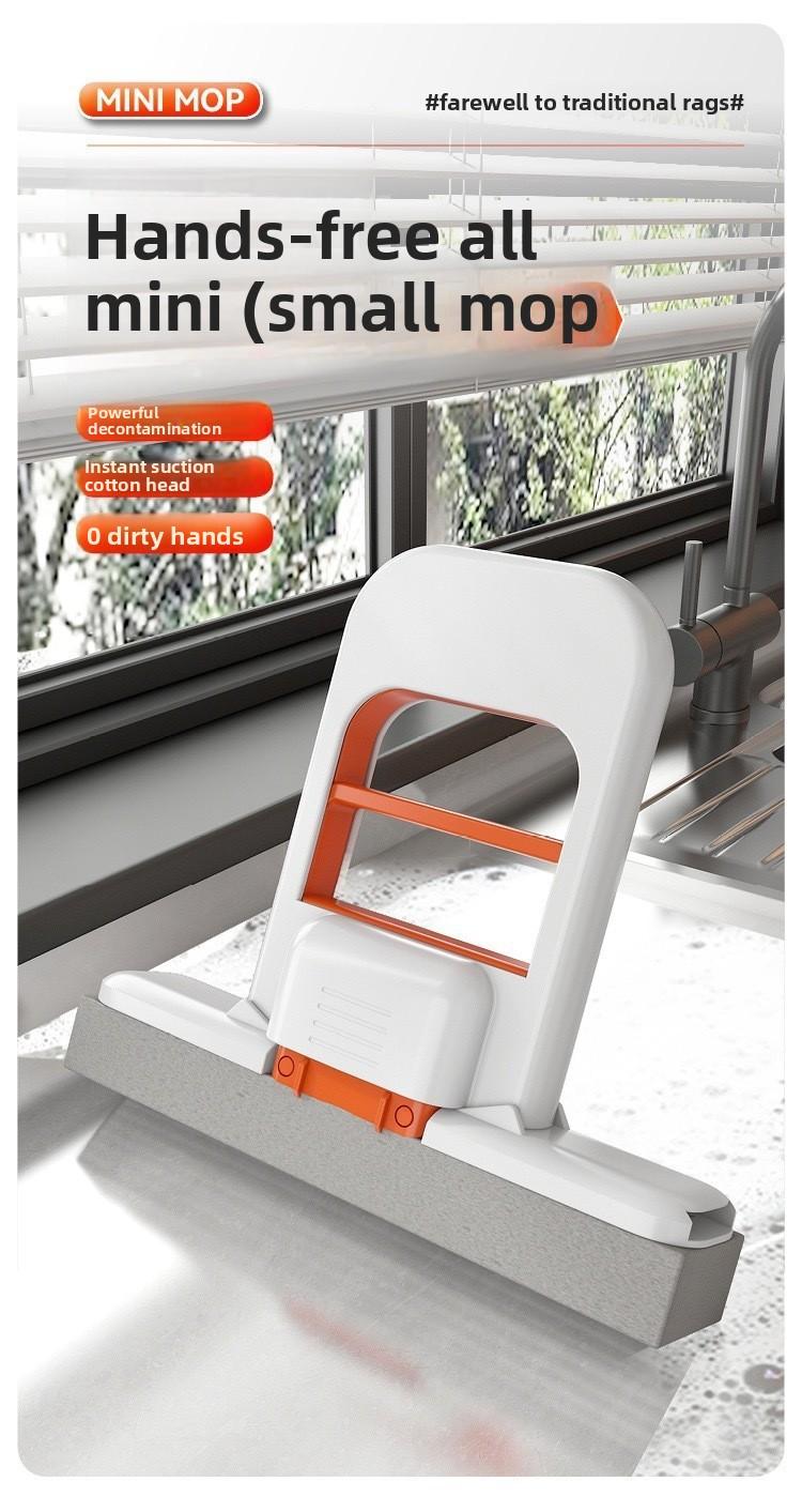 Mini Handheld Sponge Mop, Super Absorbent Portable Cleaner for Home Desktop, Bathroom & Kitchen, No Hand Wash Lazy Design, Compact Gadget for Quick Table Wipe & Small Space Daily Cleaning