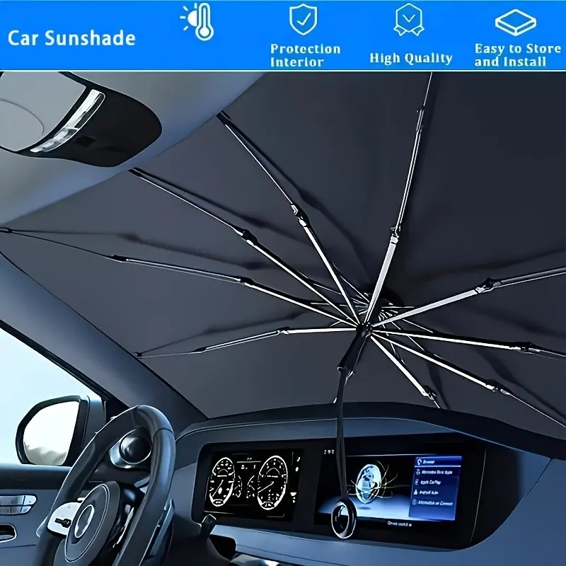 Foldable Front Windshield Sunshade Umbrella for Cars, Sun Cover for Car Windshield, UV Blocking Heat Insulator, Easy Storage, Perfect Gift for Family