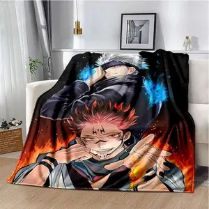 Gojo Satoru Ryomen Sukuna Jujutsu Kaisen Anime Blanket JJK Fleece Throw Manga Room Decor Dark Aesthetic Otaku Gift Cozy Bedroom Trending Tiktok Finds Japanese Merch Soft Warm Bed Sofa Cover Gamer Accessories Edgy Teen Boy Epic Cool Fire Art