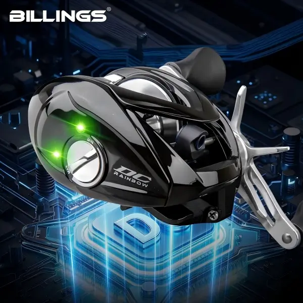 BILLINGS DC Digital Control Baitcasting Fishing Reel 7.2:1 High Speed Gear Ratio 13LBS Max Drag 4+1 Ball Bearings Short Shaft Light Spool Anti-Tangle Smooth Casting Baitcaster Reel for Saltwater Freshwater Fishing