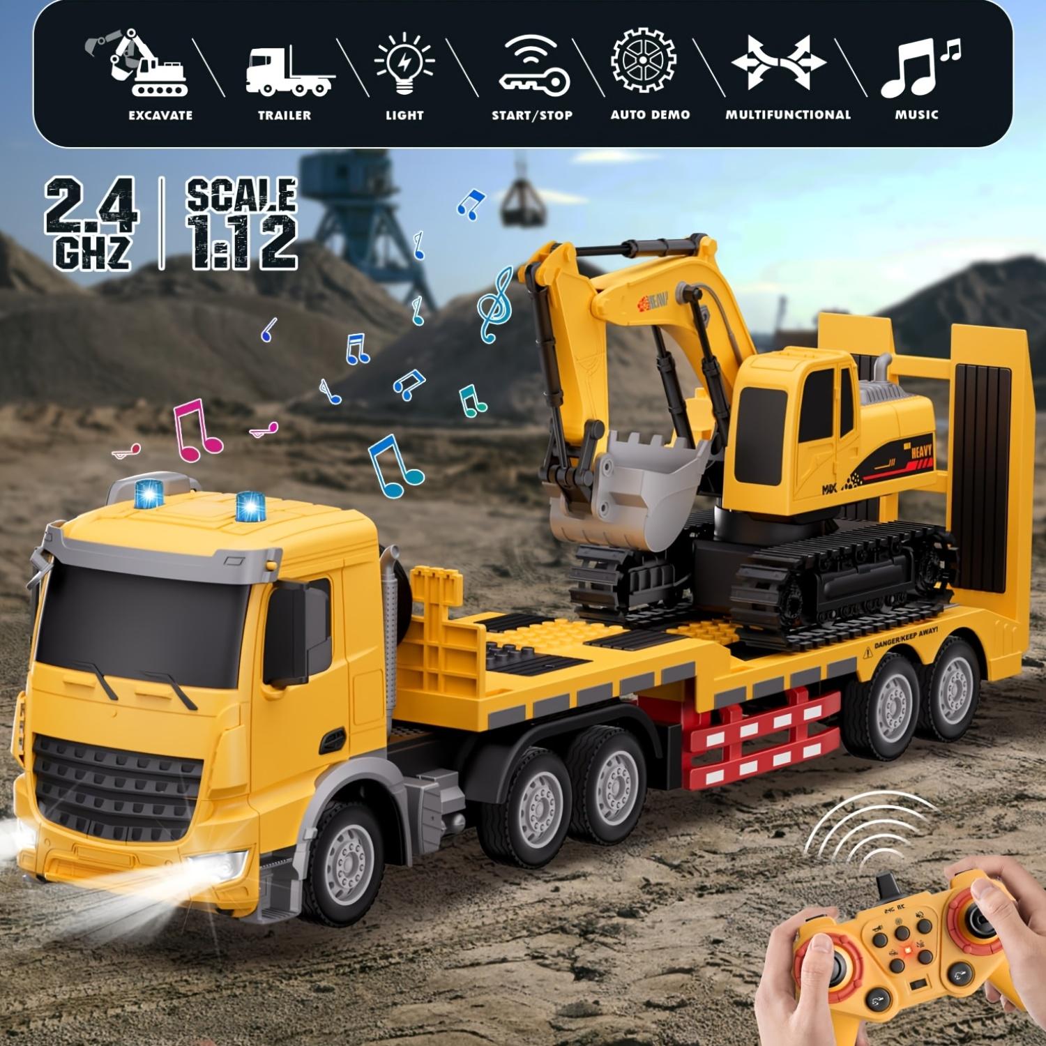 RC semi-trailer truck with trailer |   1:24 scale, metal structure, with sound and light features, 2.4Ghz remote control