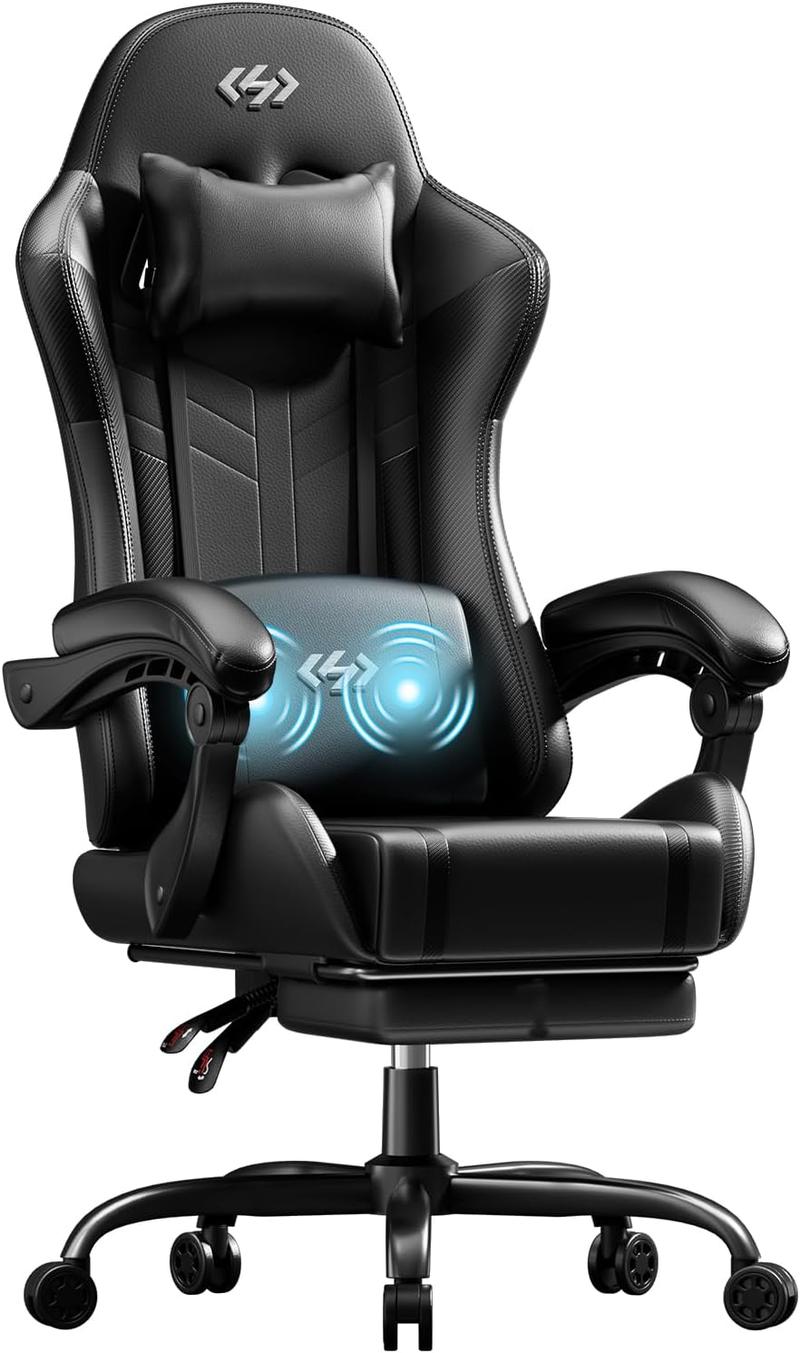 Ecofurnix,Gaming Chair, Ergonomic Video Game Seat with 360° Swivel & Lumbar Massage, Computer Chair PU Leather Cushion for Adults Home/Office Use Gamer Chair Cover Mid Back