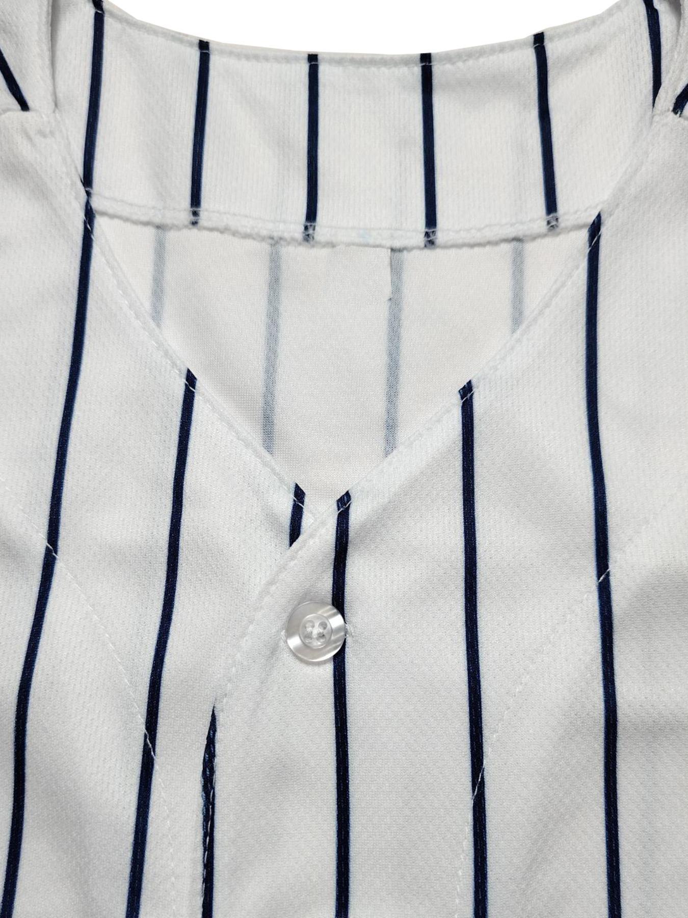 Men's Letter & Number Print Baseball Jersey, Casual Breathable V-neck Short Sleeve Pullover Uniform for Training & Competition, Embroidered Design Baseball Top, Jersey Shirts, Sports Top