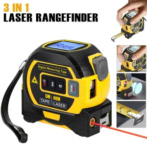 All-in-one 3-in-1 laser distance meter, Smart Measurement, 40M/60M optional, digital LCD backlit display, tape measure, angle measurement, M/in/ft unit switching, indoor and outdoor portable measuring tool