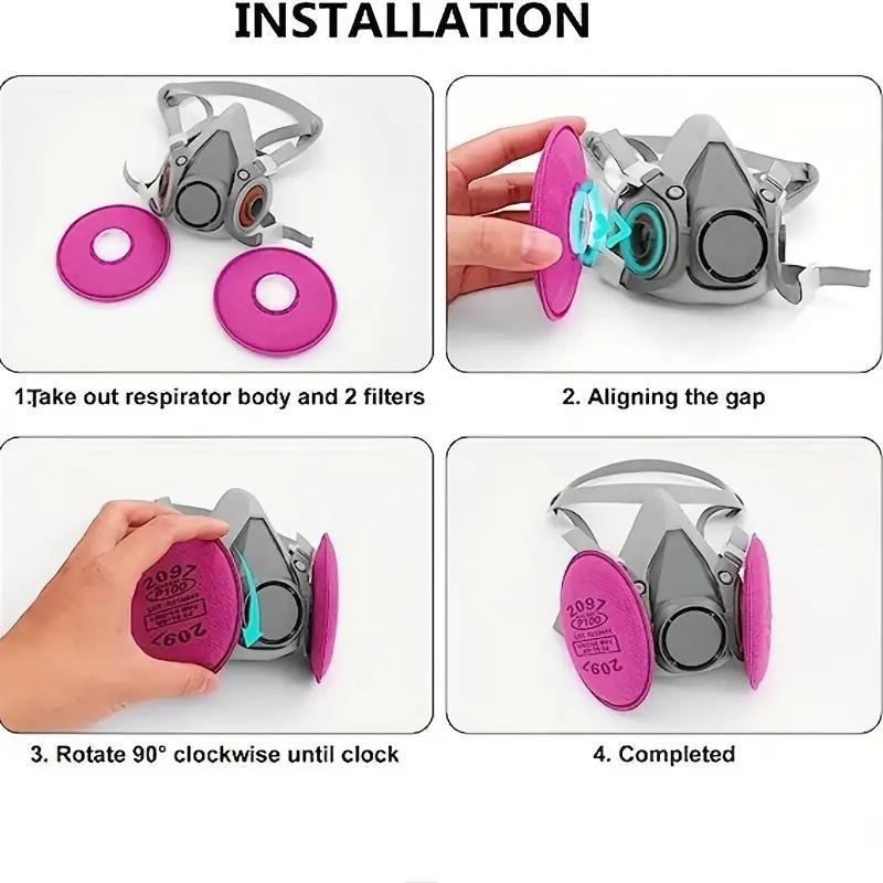 Half Face Mask with 4 Filter Cotton, Reusable Dustproof Mask, Breathable Face Cover for Paint, Woodworking, Construction, Grinding, Spraying, Chemicals, Reusable Respirator Mask