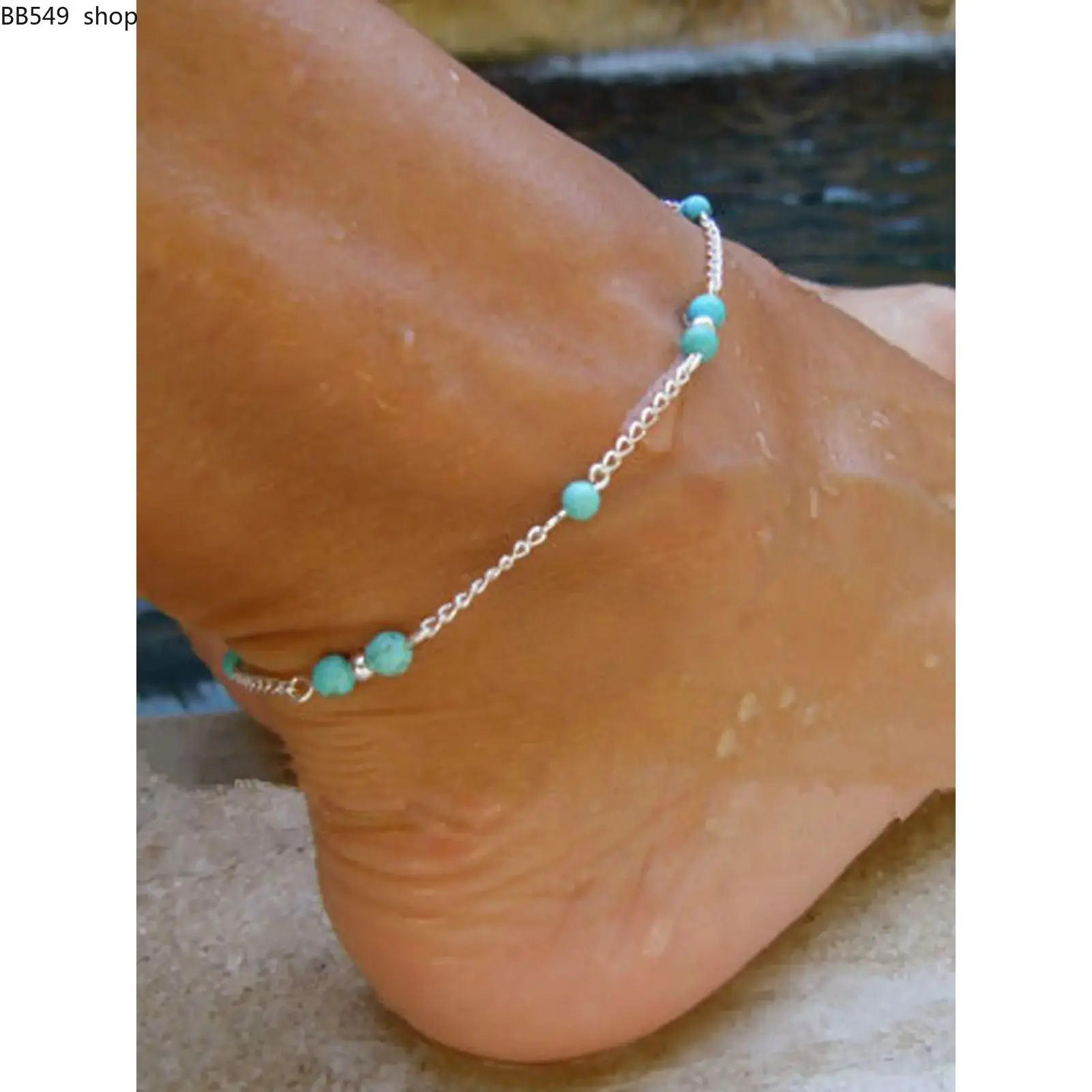 Ankle Bracelets for Women Boho Anklet Waterproof Turquoise Anklets Link Chain Non Tarnish, Dainty Anklet Bracelets Adjustable Summer Beach Foot Jewelry Elegant Accessory