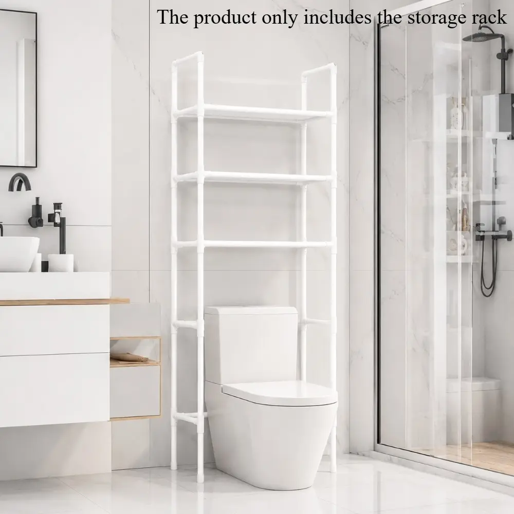 Multi-layer Floor-standing Toilet Storage Rack for Bathroom, Storage Shelf Above Toilet, Drill-free Organizer Beside Wash Basin, Cleaning Supplies Storage Rack, Space-saving Storage Shelf